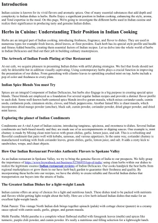 Herbs in Delicacies: Comprehending Their Purpose in Indian Cooking