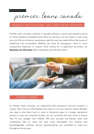 Nanaimo Car Title Loans Fast Cash for Any Situation