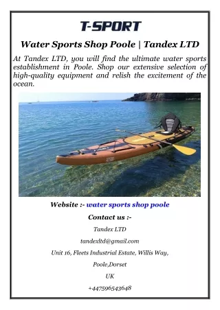 Water Sports Shop Poole  Tandex LTD