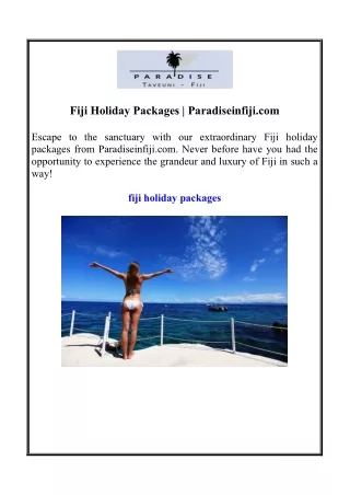 Fiji Holiday Packages | Paradiseinfiji.com