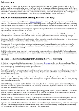 Spotless Homes with Residential Cleaning Services Newberg