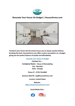 Renovate Your House On Budget | Houseofremo.com