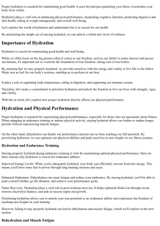 Why Are Proper Hydration Habits Crucial for Health?