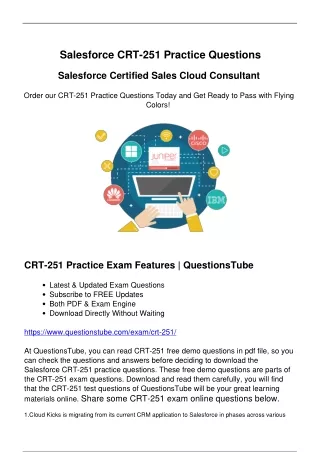 Salesforce CRT-251 Exam Questions - Key to Passing Your Exam