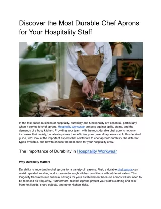 Discover the Most Durable Chef Aprons for Your Hospitality Staff