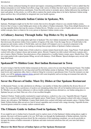 Healthy Eating Options at Spokane’s Indian Restaurants for Fitness Enthusiasts
