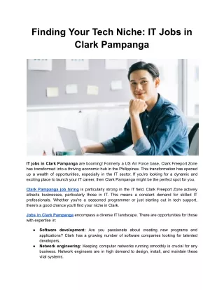 Finding Your Tech Niche  IT Jobs in Clark Pampanga