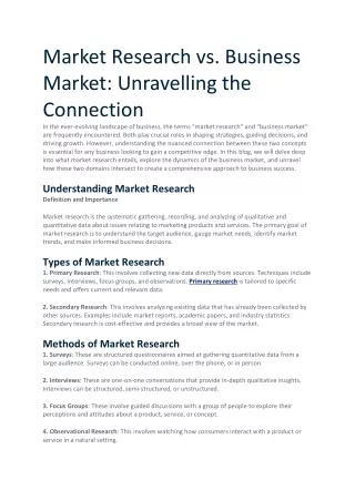 Market Research vs. Business Market: Unraveling the Connection