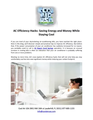 AC Efficiency Hacks: Saving Energy and Money While Staying Cool