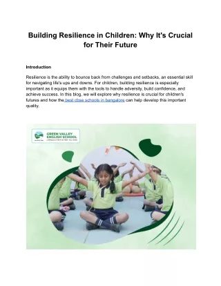 Building Resilience in Children with the Best CBSE School Program