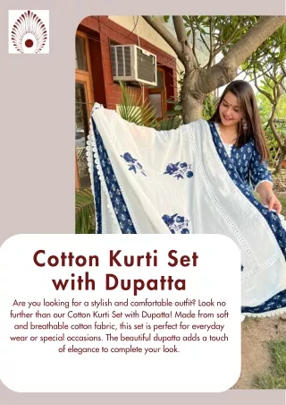 Cotton Kurti Set with Dupatta | My Sanskritam