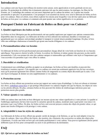 Pourquoi Choisir un Fabricant de Boîtes en Bois pour vos Cadeaux?