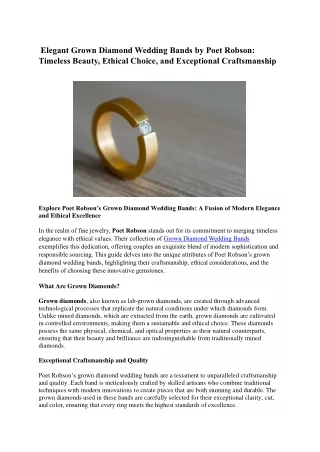 Explore Poet Robson’s Grown Diamond Wedding Bands: A Fusion of Modern Elegance