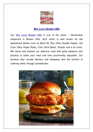 Flat 15% offer Mrs Luu’s Bowen Hills - order now