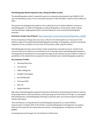 Photolithography Market