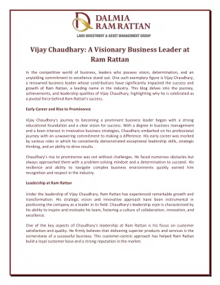 Vijay Chaudhary A Visionary Business Leader at Ram Rattan