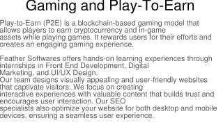 Gaming and Play-To-Earn