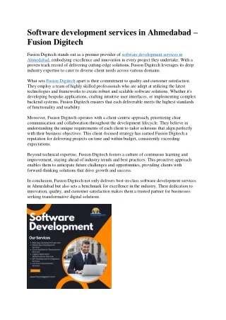 Software development services in Ahmedabad | Fusion Digitech