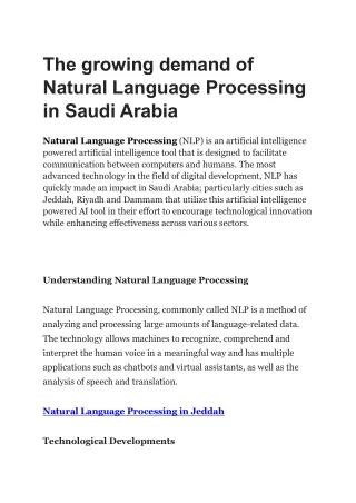 The growing demand of Natural Language Processing in Saudi Arabia