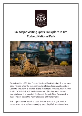 Six Major Visiting Spots To Explore In Jim Corbett National Park