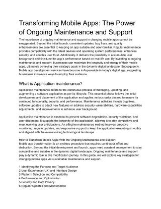 Transforming Mobile Apps_ The Power of Ongoing Maintenance and Support