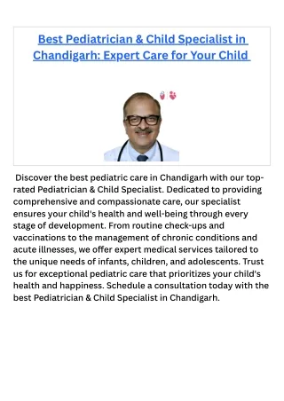 Best Pediatrician & Child Specialist in Chandigarh Expert Care for Your Child