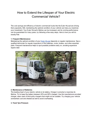 How to Extend the Lifespan of Your Electric Commercial Vehicle