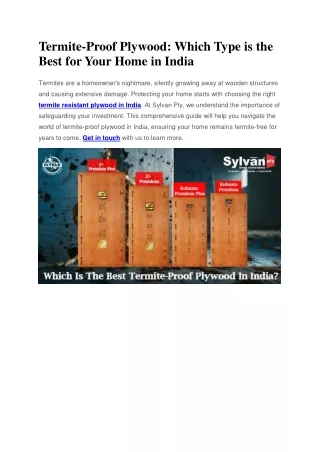 Termite-Proof Plywood: Which Type is the Best for Your Home in India