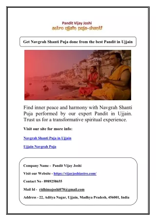 Get Navgrah Shanti Puja done from the best Pandit in Ujjain