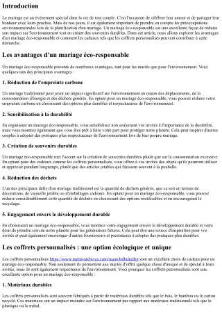 “Les avantages d’un mariage éco-responsable avec des cadeaux comme les coffrets