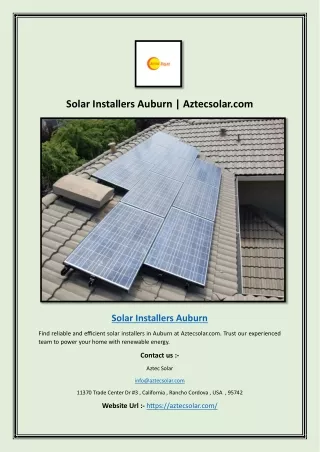 Solar Installers Auburn | Aztecsolar.com