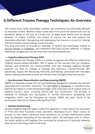 6 Different Trauma Therapy Techniques: An Overview