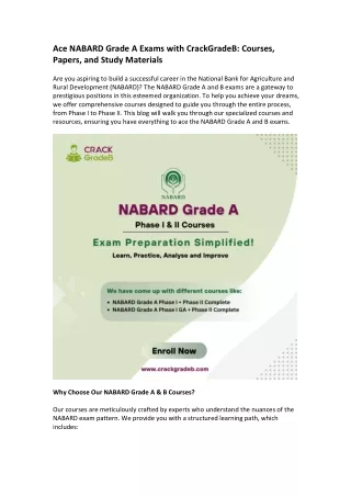 Ace NABARD Grade A Exams with CrackGradeB Courses, Papers, and Study Materials