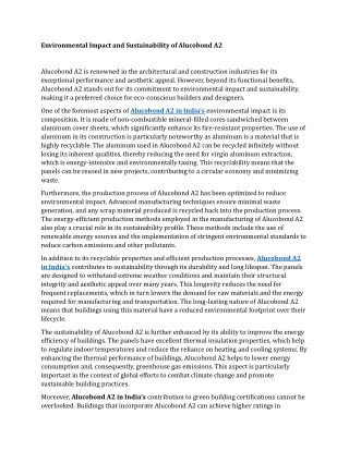 Environmental Impact and Sustainability of Alucobond A2