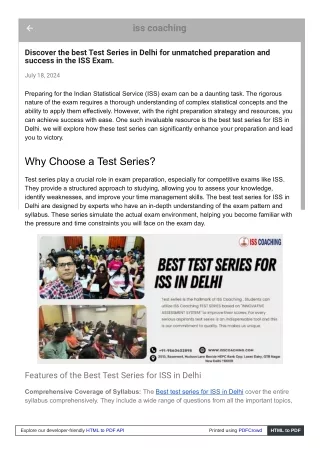 A Deep Dive into the Best Test Series for ISS in Delhi: Features and Benefits