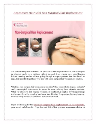 Regenerate Hair with Non Surgical Hair Replacement