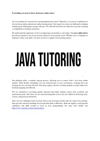 Everything you need to know about java online tutors