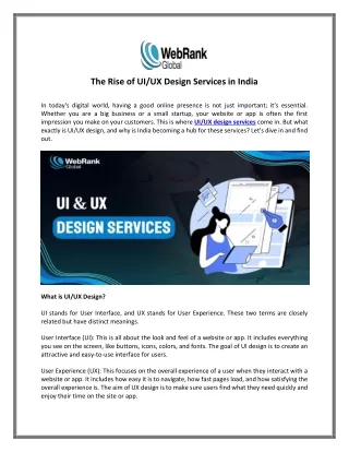 The Rise of UI-UX Design Services in India