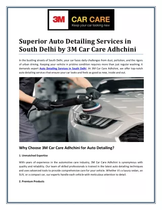 Top Auto Detailing Services in South Delhi