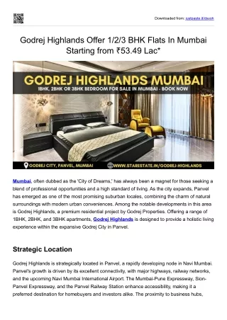 Godrej Highlands Offer 1/2/3 BHK Flats In Mumbai Starting from ₹53.49 Lac*