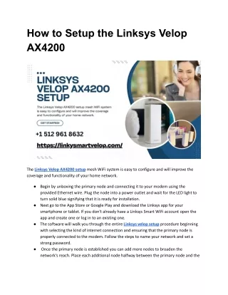 How to Setup the Linksys Velop AX4200