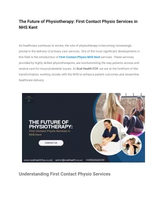 The Future of Physiotherapy_ First Contact Physio Services in NHS Kent