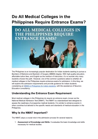 Do All Medical Colleges in the Philippines Require Entrance Exams_