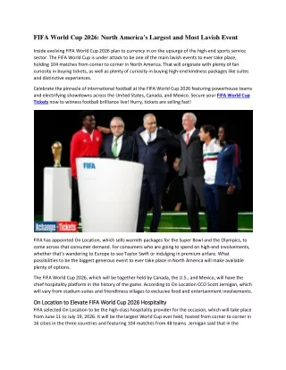 FIFA World Cup 2026 North America's Largest and Most Lavish Event