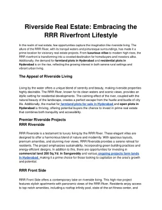 Riverside Real Estate_ Embracing the RRR Riverfront Lifestyle