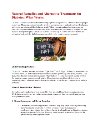 Natural Remedies and Alternative Treatments for Diabetes