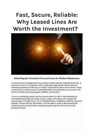 Fast, Secure, Reliable_ Why Leased Lines Are Worth the Investment