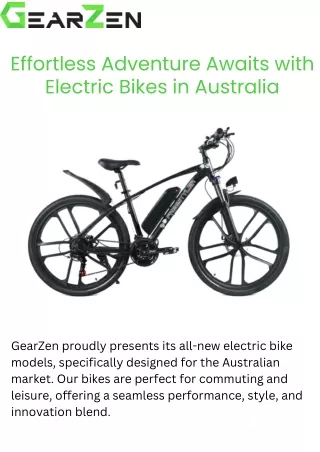 Effortless Adventure Awaits with Electric Bikes in Australia