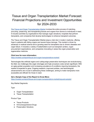 Tissue and Organ Transplantation Market Opportunities: Strategic Insights and Ma