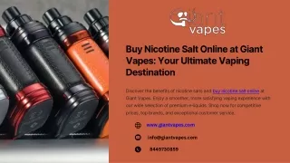 Buy Nicotine Salt Online at Giant Vapes Your Ultimate Vaping Destination